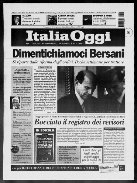 Italia oggi : quotidiano di economia finanza e politica